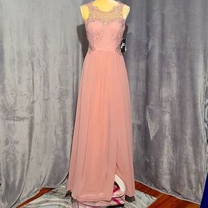 City Studios Juniors' Embellished Illusion Tulip Gown Size US7